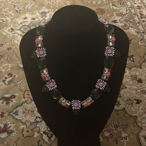 J.Crew Paris Garden Party Statement Necklace Rhinestone Flowers
